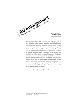 The Costs and Benefits of Eastern Enlargement: the Impact on the EU