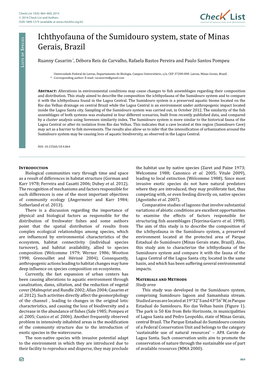 Ichthyofauna of the Sumidouro System, State of Minas Gerais, Brazil