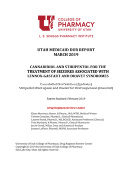 Utah Medicaid Dur Report March 2019