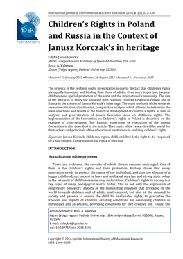 Children's Rights in Poland and Russia in the Context of Janusz