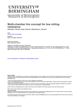 University of Birmingham Multi-Chamber Tire Concept for Low