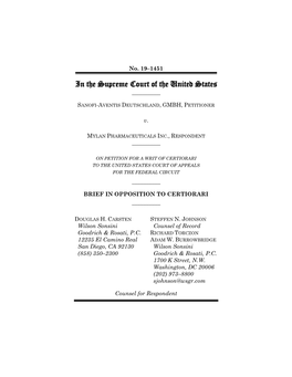 Brief in Opposition to Certiorari ______