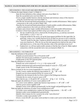 Of 13 MATH 1C: EXAM INFORMATION for SEQUENCES and SERIES (SS) LESSONS