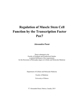 Regulation of Muscle Stem Cell Function by the Transcription Factor Pax7