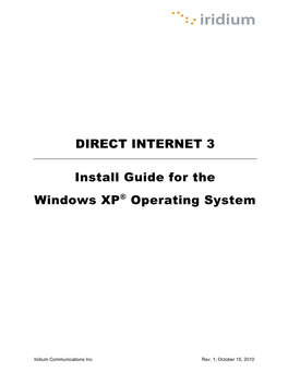 DIRECT INTERNET 3 Install Guide for the Windows XP® Operating System