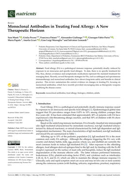 Monoclonal Antibodies in Treating Food Allergy: a New Therapeutic Horizon