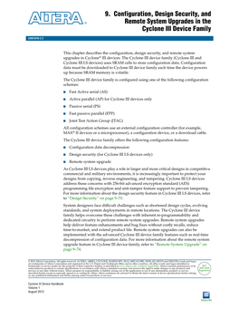 Cyclone III Device Handbook Volume 1. Chapter 9. Configuration