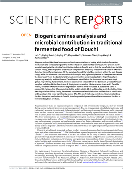 Biogenic Amines Analysis and Microbial Contribution in Traditional