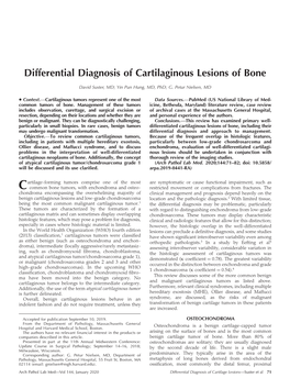 Differential Diagnosis of Cartilaginous Lesions of Bone