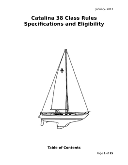 Catalina 38 Class Rules Specifications and Eligibility