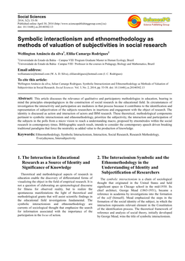 Symbolic Interactionism and Ethnomethodology As Methods of Valuation of Subjectivities in Social Research