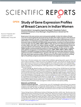 Study of Gene Expression Profiles of Breast Cancers in Indian Women