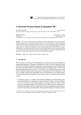 A Network Protocol Stack in Standard ML∗