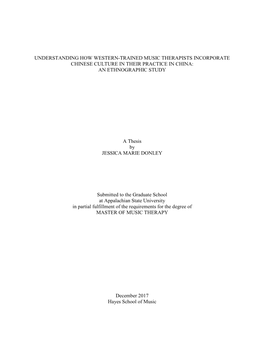 Understanding How Western-Trained Music Therapists Incorporate Chinese Culture in Their Practice in China: an Ethnographic Study