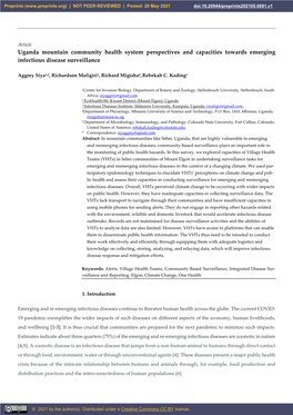 Uganda Mountain Community Health System Perspectives and Capacities Towards Emerging Infectious Disease Surveillance