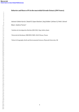 Behavior and Fluxes of Pt in the Macrotidal Gironde Estuary (SW France) 1 2 3 4 5 6 7 Antonio Cobelo-García 1, Daniel E