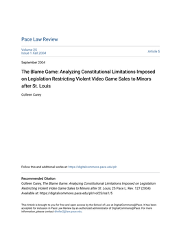 Analyzing Constitutional Limitations Imposed on Legislation Restricting Violent Video Game Sales to Minors After St