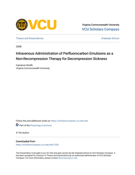 Intravenous Administration of Perfluorocarbon Emulsions As a Non-Recompression Therapy for Decompression Sickness