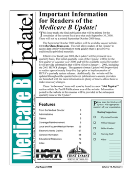 July-August 2000 Medicare B Update