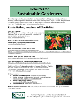 Resources for Sustainable Gardeners
