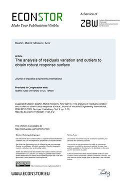 The Analysis of Residuals Variation and Outliers to Obtain Robust Response Surface