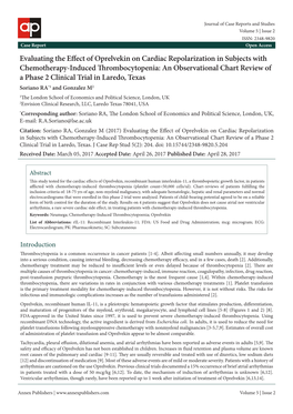 Evaluating the Effect of Oprelvekin on Cardiac Repolarization in Subjects with Chemotherapy-Induced Thrombocytopenia: an Observa