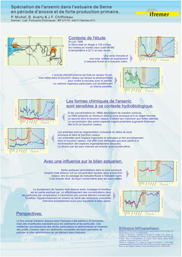 Spéciation De L'arsenic Dans L'estuaire De Seine En Période D'anoxie Et De Forte Production Primaire