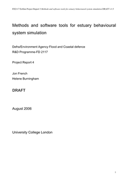 Methods and Software Tools for Estuary Behavioural System Simulation DRAFT V1.5