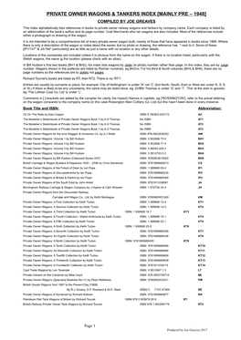 Private Owner Wagons Index