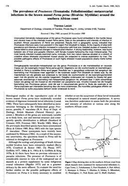 (Trematoda: Fellodistomidae) Metacercarial Infections in the Brown Mussel Perna Perna (Bivalvia: Mytilidae) Around the Southern African Coast