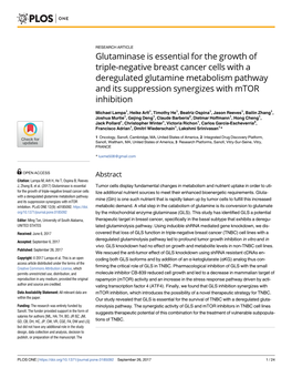 Glutaminase Is Essential for the Growth of Triple-Negative Breast