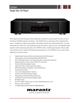 CD5004 Single Disc CD Player