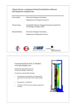 Open Source, Component Based Simulation Software Development Using Orcan