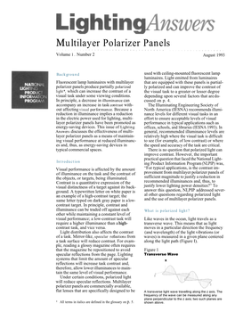 Lighting Answers: Multilayer Polarizing Panels