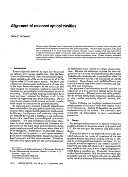 Alignment of Resonant Optical Cavities