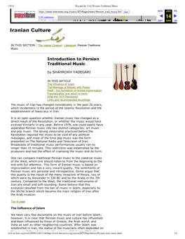 Introduction to Persian Traditional Music