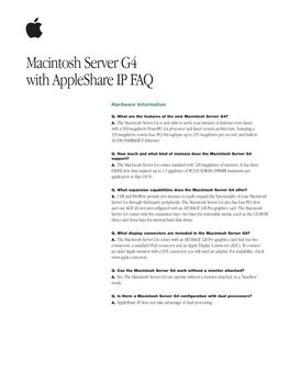 Macintosh Server G4 with Appleshare IP FAQ