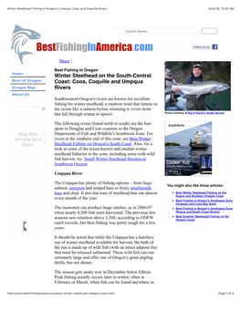 Winter Steelhead Fishing in Oregon's Umpqua, Coos and Coquille Rivers