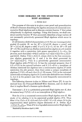 Some Remarks on the Structure of Hopf Algebras