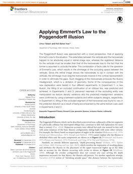 Applying Emmert's Law to the Poggendorff Illusion