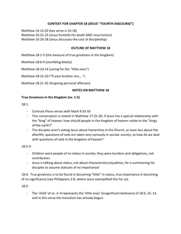 (JESUS' “FOURTH DISCOURSE”) Matthew 16:13-20