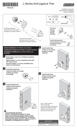 Schlage L-Series Anti-Ligature Knob Trim Installation Instructions