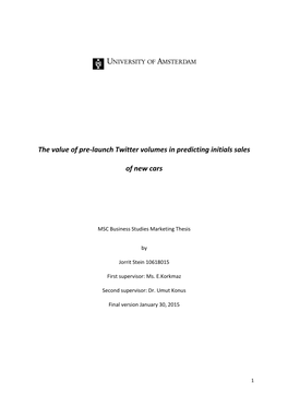 The Value of Pre-Launch Twitter Volumes in Predicting Initials Sales