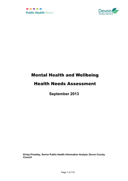 Devon Mental Health Needs Assessment 2013