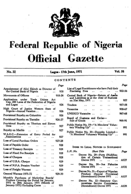 Federal Republic of Nigeria Official Gazette