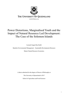 Power Distortions, Marginalised Youth and the Impact of Natural Resource Led Development: the Case of the Solomon Islands