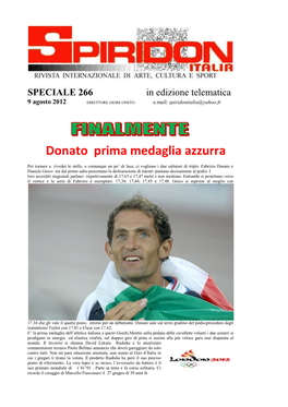 Donato Prima Medaglia Azzurra