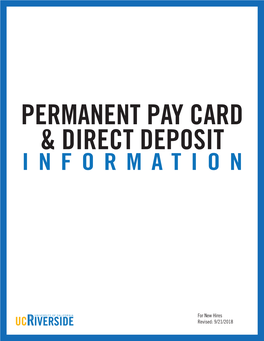 Permanent Pay Card & Direct Deposit