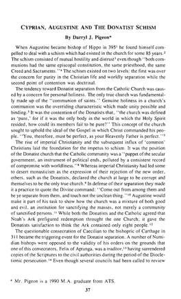 CYPRIAN, AUGUSTINE and the DONATIST SCHISM by Darryl J