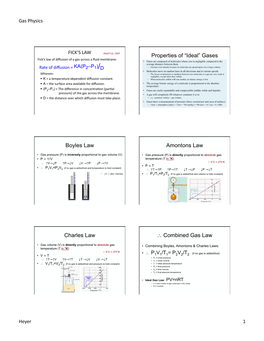 Gases Boyles Law Amontons Law Charles Law ∴ Combined Gas